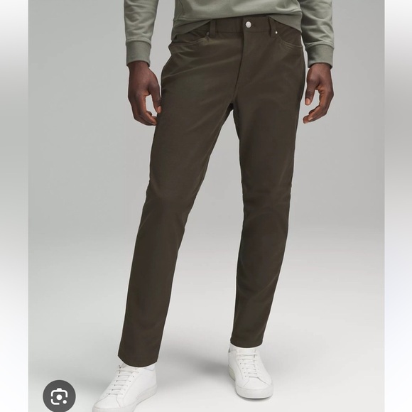 Lululemon ABC Slim Fit Dark Olive Green Skinny Leg Pant - Picture 1 of 8